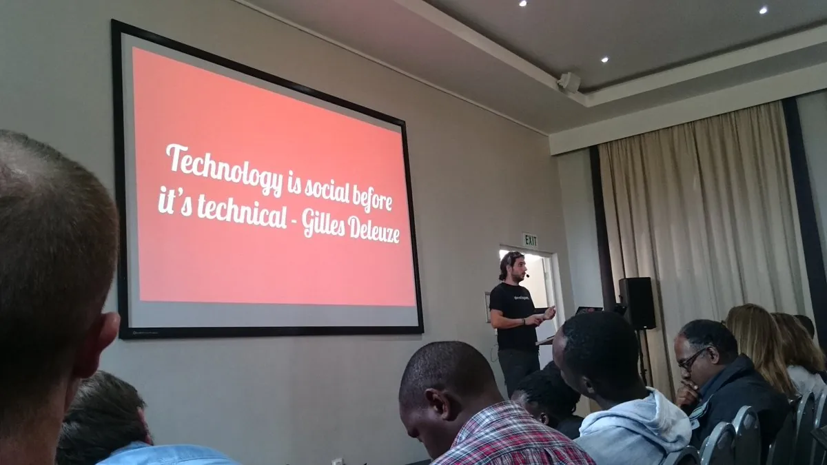 Flavio giving his talk at PyConZA (2016)